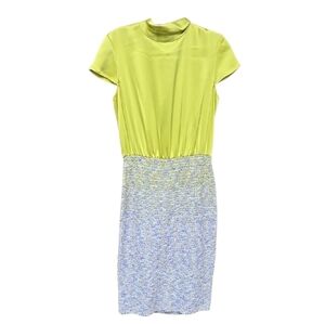 St John Elegant Lime and Lilac chartreuse multi Color dress Size 2